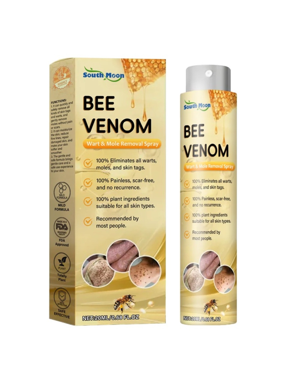 South Moon BEE VENOM‎ WART & MOLE REMOVAL SPRAY BEW/Sealed